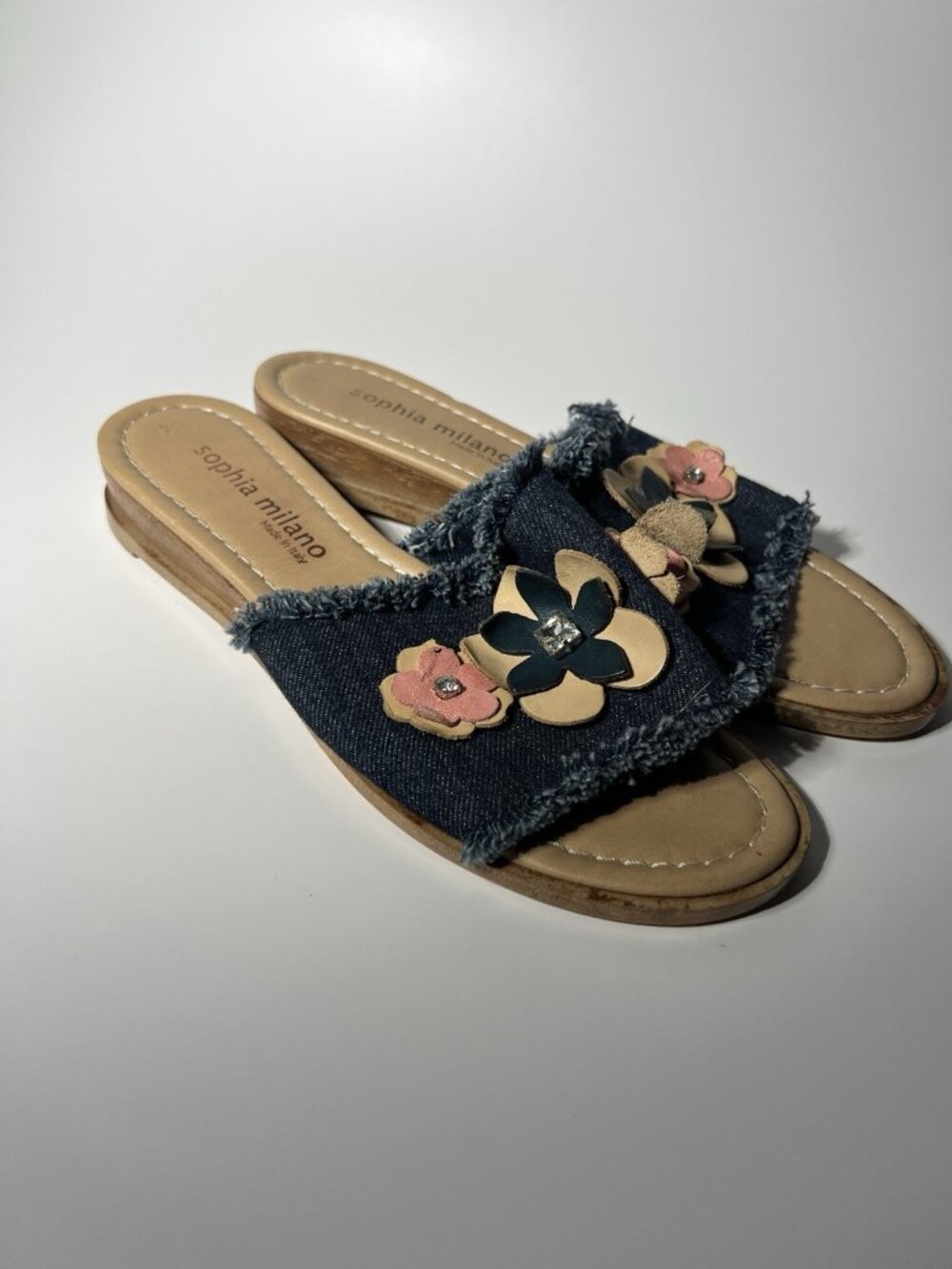 Sophia Milano Women’s Denim Slip-On Sandals Size 7.5